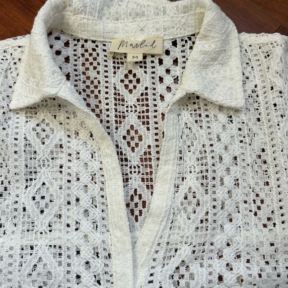 Marled Medium Women’s Lace Collared Boxy Fit Top - Picture 4 of 5